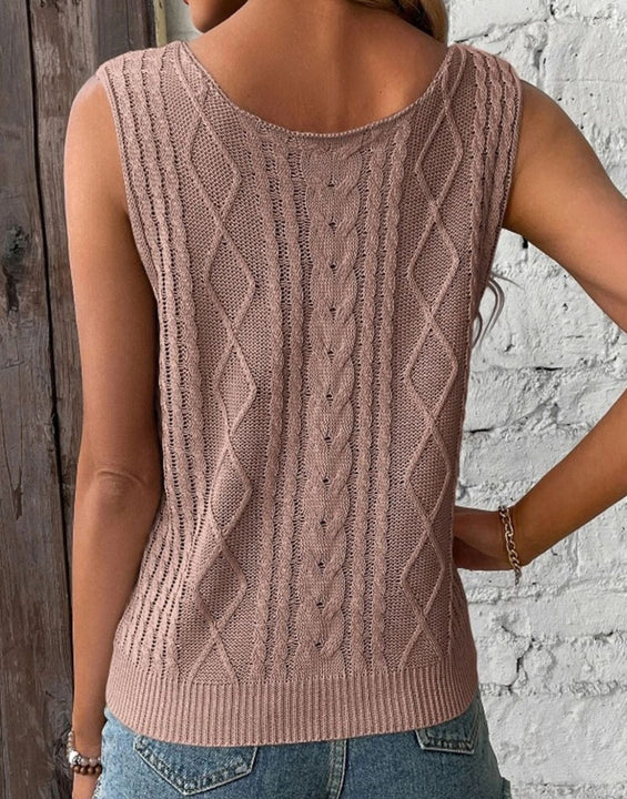 Cable-Knit V-Neck Sweater Vest